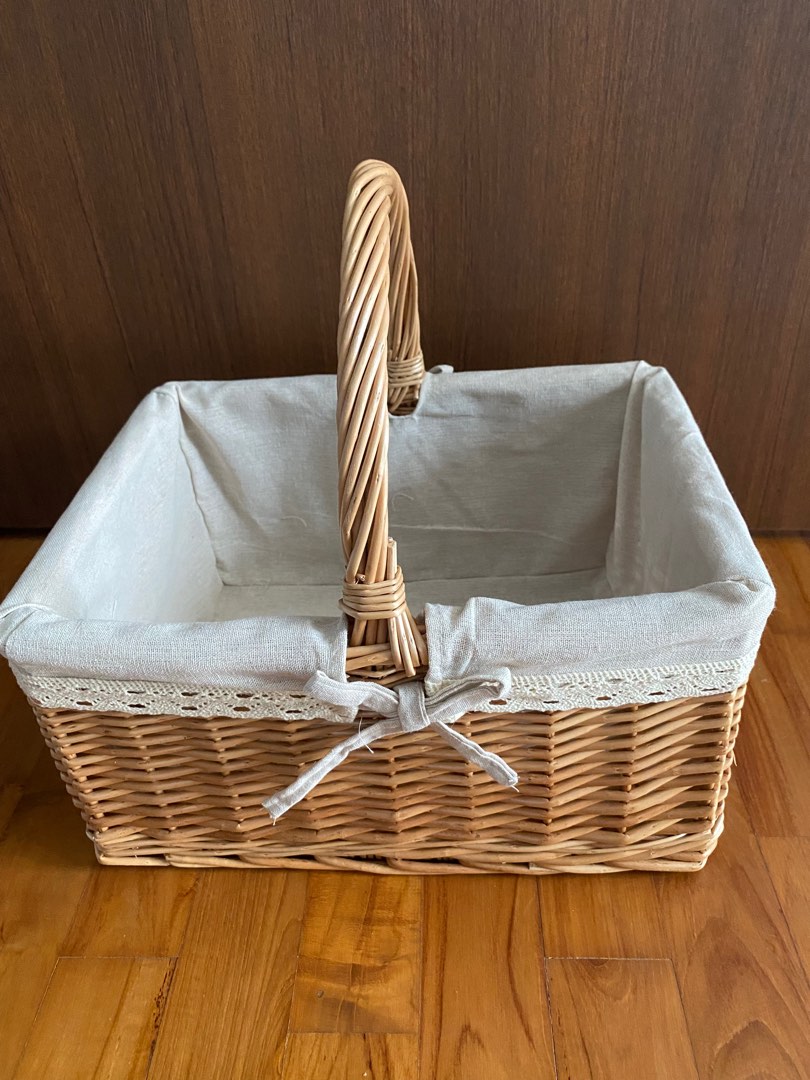 Picnic basket storage rattan boxes basket, Furniture & Home Living