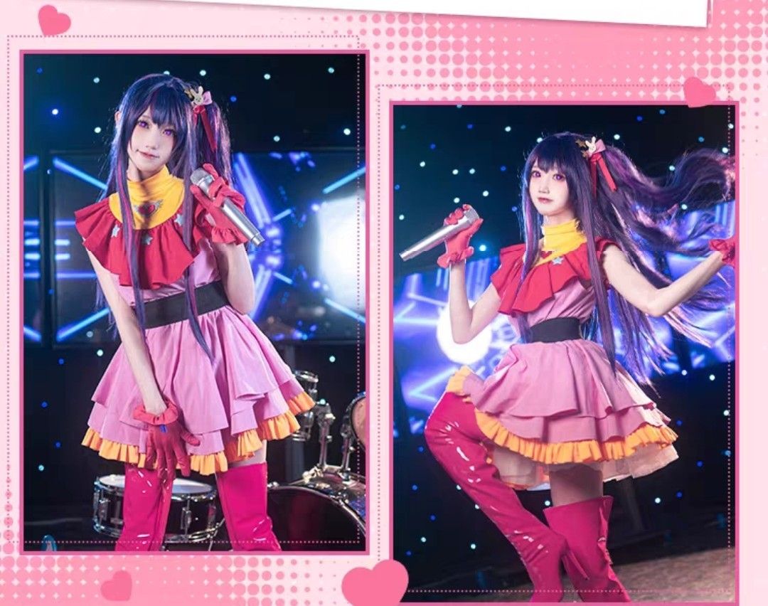 Uwowo Anime Oshi no Ko Cosplay Hoshino Ai Cosplay Shoes Rose Pink Boots main image 0