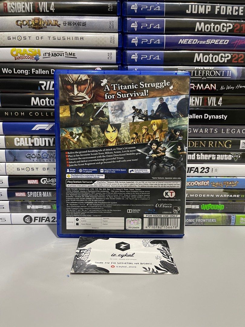 PS4 attack on titan wings of freedom R3 english version cd disc used ...
