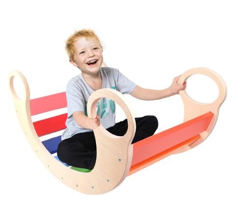 Rainbow Waldorf Rocker Arch Kids Climber Ladder Baby Toddler Gym ...