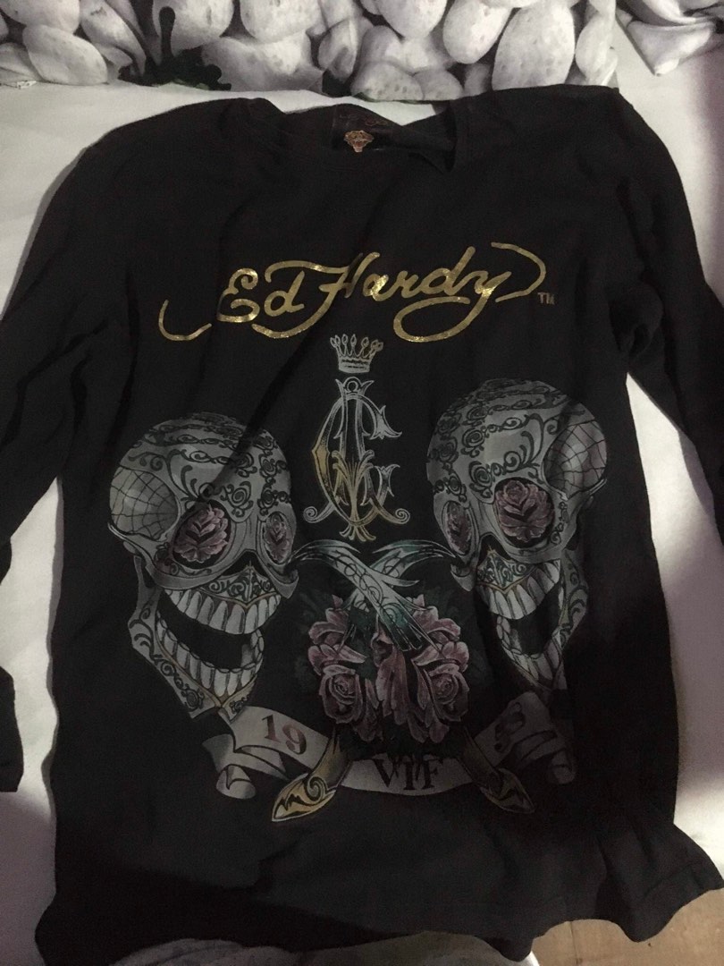 T-shirt Manches Longues Ed Hardy Noir Taille XL - Neuf Avec étiquettes