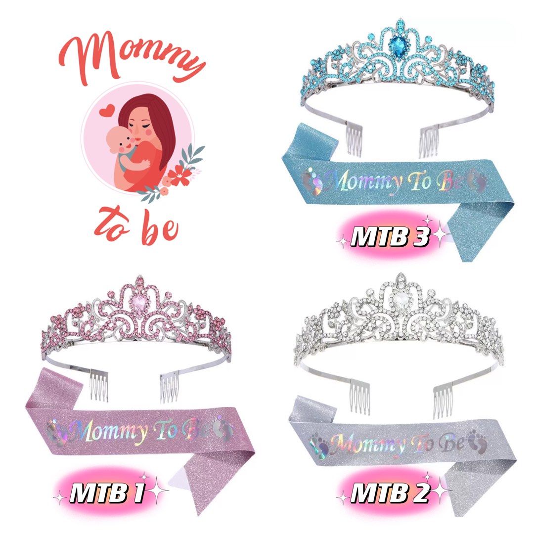 Mom To Be Set Mit Krone & Schärpe – Deko Für Baby Shower In Blau (für Jungen Oder Mädchen)