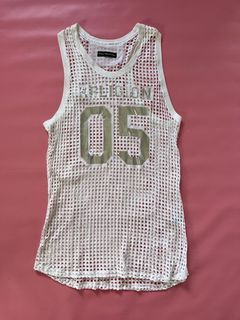 Religion Limited Edition White Mesh Long Tank Top Unisex Size 10.