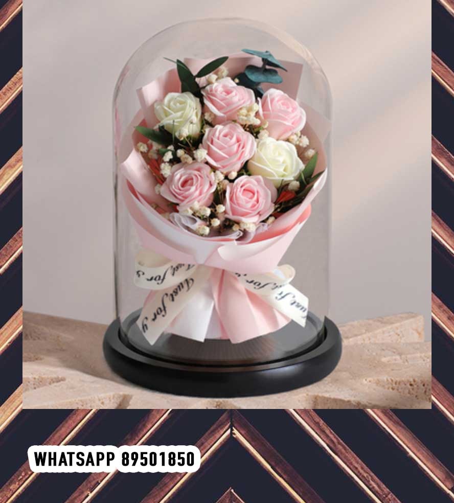 rose flower glass dome preserved rose glass dome with led lights