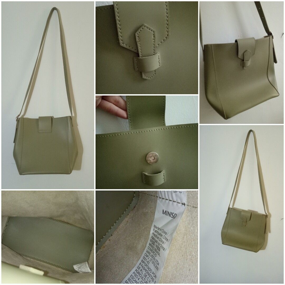 Sling bag MINISO sage green Fesyen Wanita Tas Dompet di Carousell