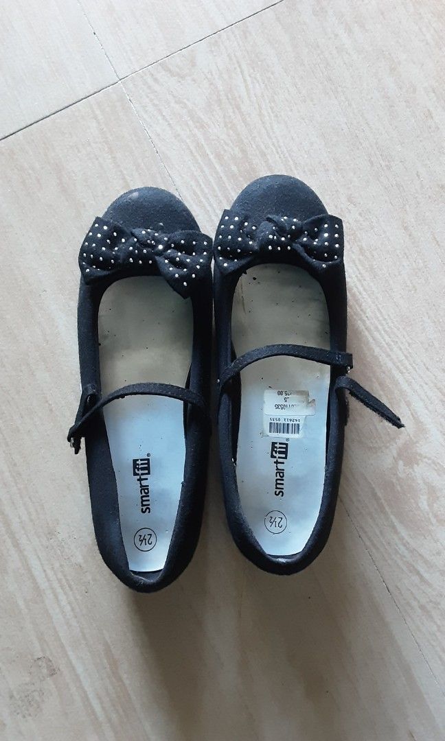 SmartFit Kids girls Suede Black School shoes with strap Babies Kids Babies Kids Fashion on Carousell