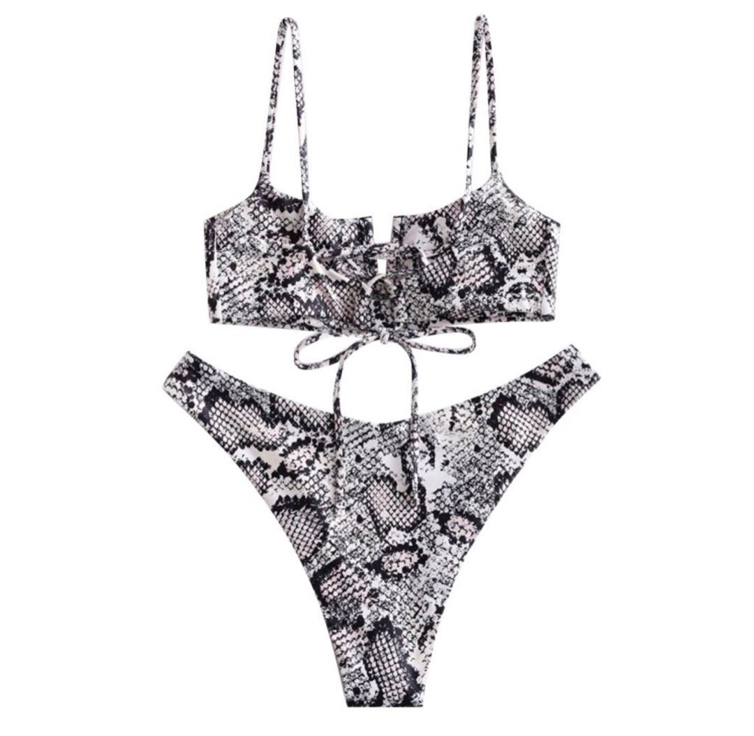 Bandeau snake print bikini