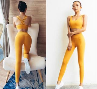 Lemon Light Yellow Sleeveless Women Activewear Short Pants Sets Outdoor  Activities Indoor Sport Wear Yoga XS-S Size Contain Bra Pad, Women's  Fashion, Activewear on Carousell