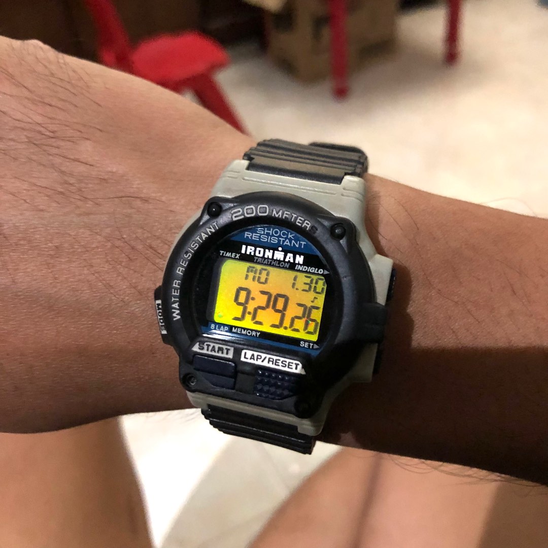 Timex ironman triathlon indiglo 200 lap mulus, Fesyen Pria, Jam Tangan