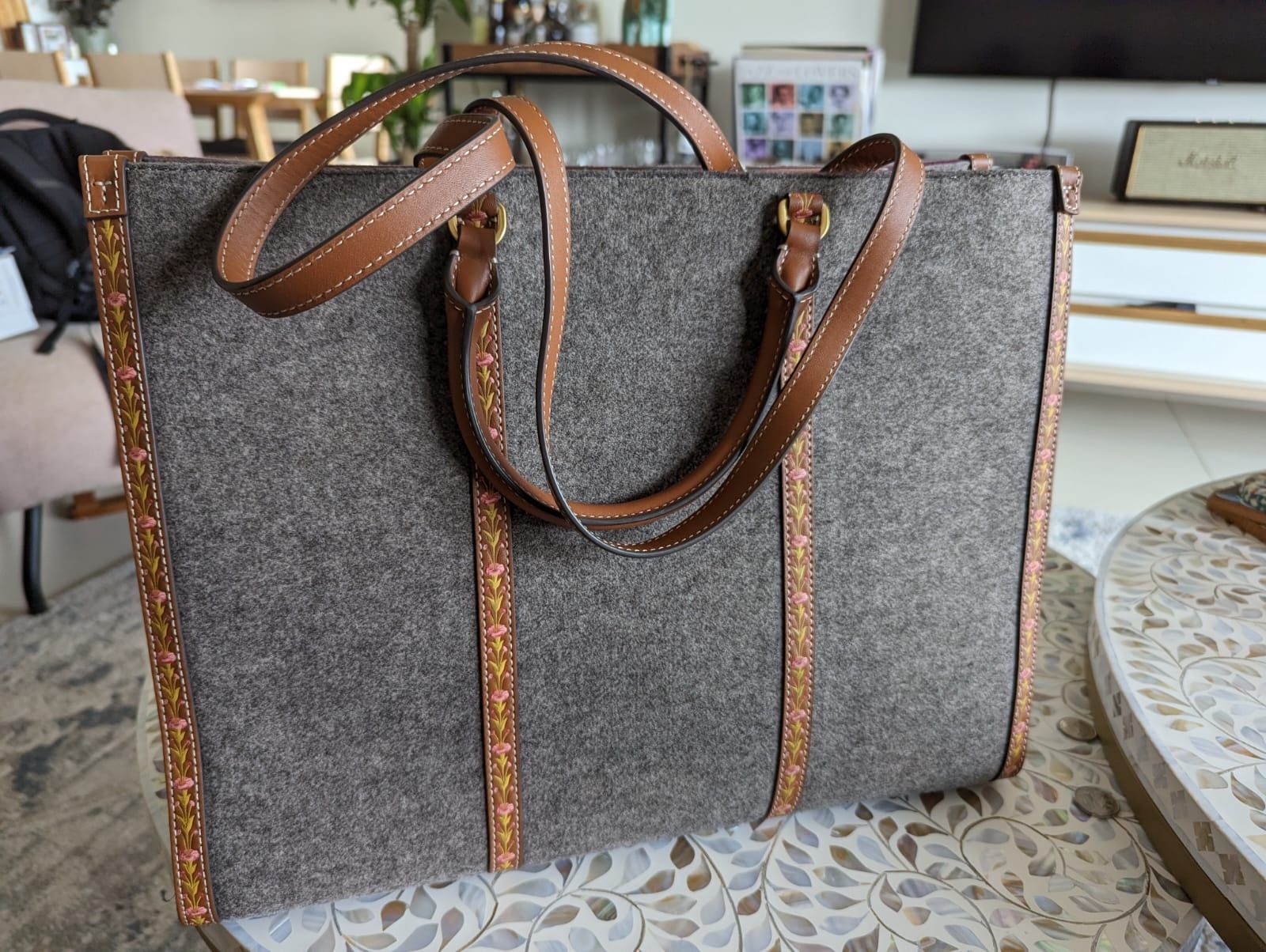 Tory burch felt best sale tote