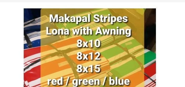 Trapal (8feet) Stripes Lona with Awning 8x10 8x12 8x15 Stripe Tarpaulin Store Cover Waterproof Shade RED GREEN BLUE