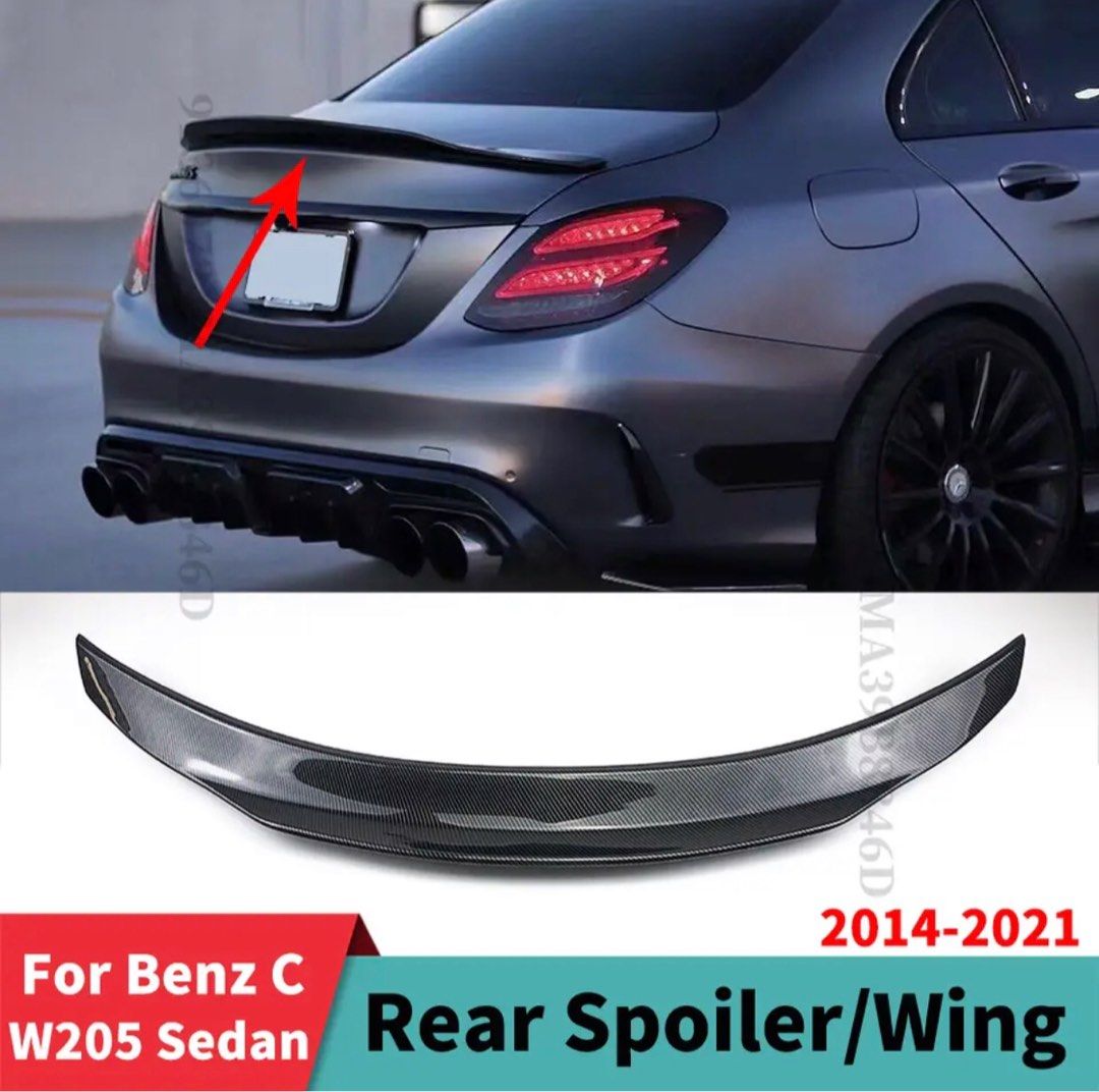 W205 C63 C43 AMG Rear carbon fiber Spoiler Wing Facelift Boot Lip Tail ...