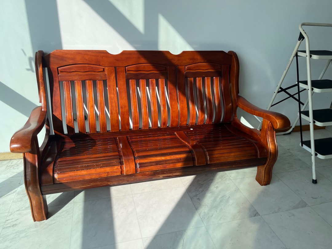 Wooden Sofa, Furniture & Home Living, Furniture, Sofas on Carousell