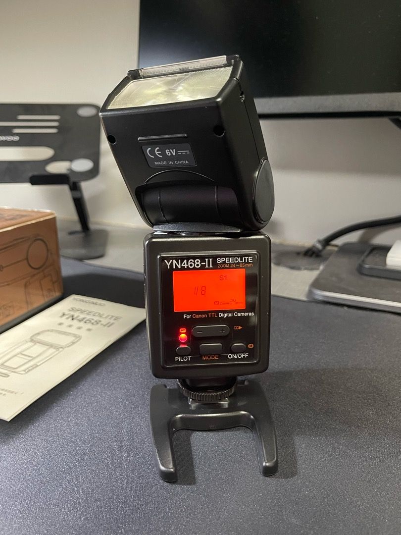 Yongnuo Speedlite YN468-II (Category: Flashes) located in Manila. Submitted by jcc_01 (Listing ID 1227411474, Image 3). Description: Used only in two events. Perfect working condition. Features and degree of control are great value for those starting with flash photography. Video available on DM. Full specs: https://www.amazon.com/YN-468-II-i-TTL-Discontinued-Manufacturer/product-reviews/B007G3DQI2 Reviews: https://www.youtube.com/watch?v=7qr2r93
