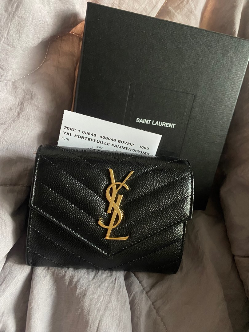 YSL Tri Fold Wallet, Luxury, Bags & Wallets on Carousell