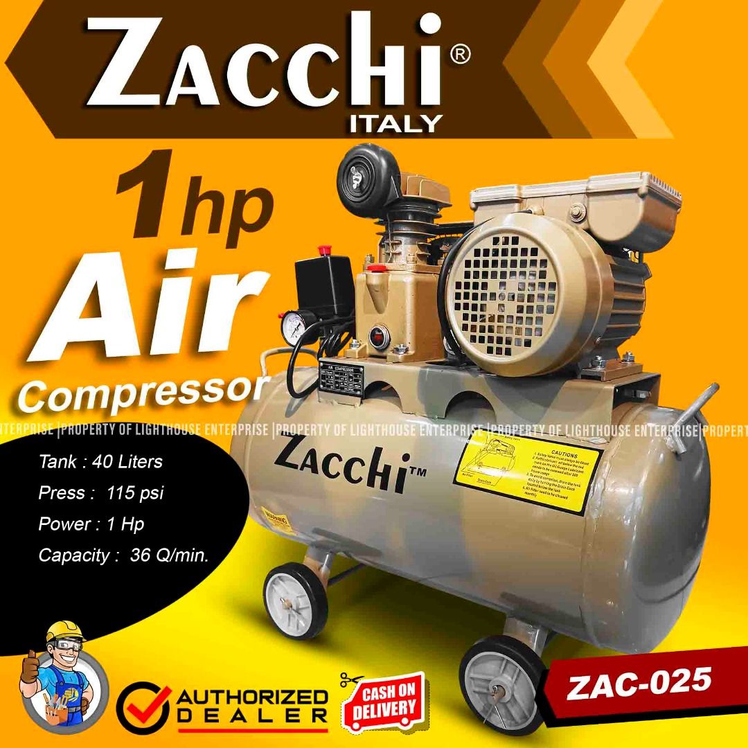 ZACCHI Italy Industrial Belt Type Air Compressor (ZAC-025)(Horizontal ...