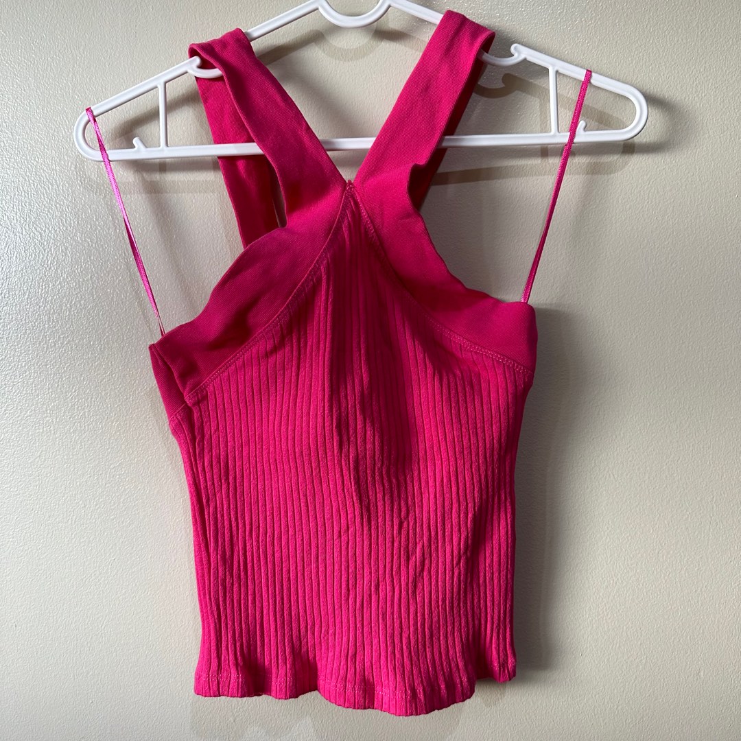 Zara pink halter top, Women's Fashion, Tops, Sleeveless on Carousell