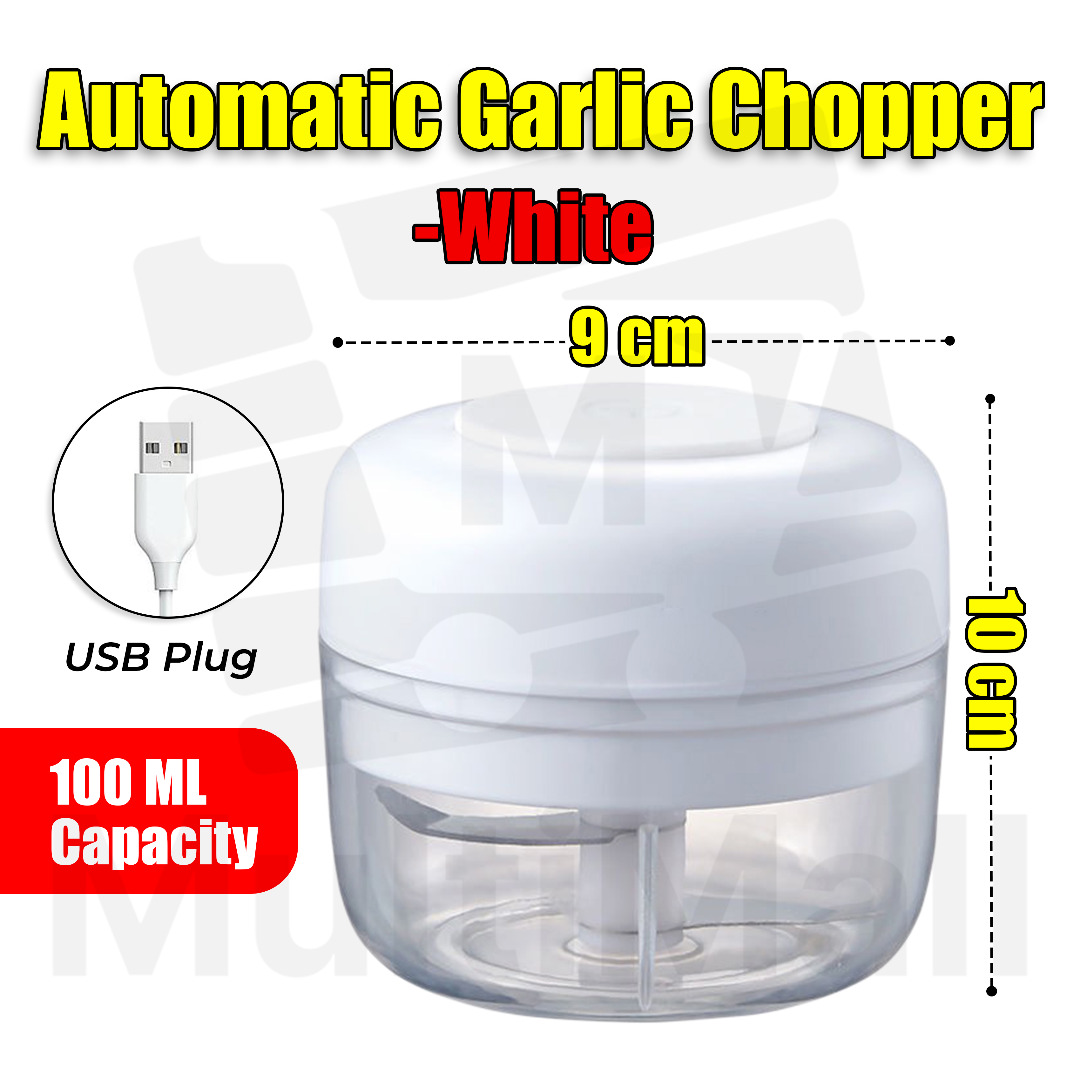 100 Ml White Automatic Garlic Chopper Garlic Slicer Food Processor