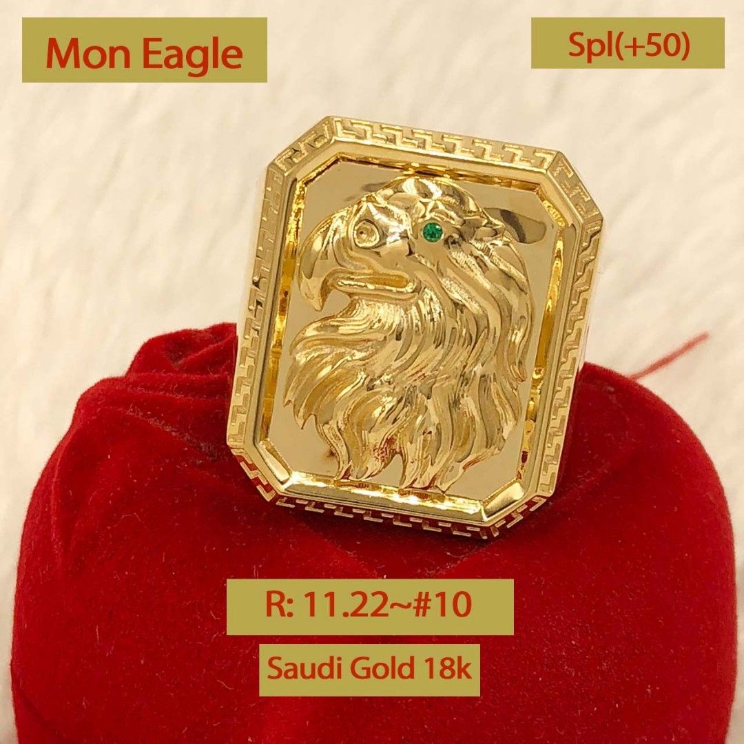 18k Saudi Gold Rings Men's Ring Mon Eagle on Carousell