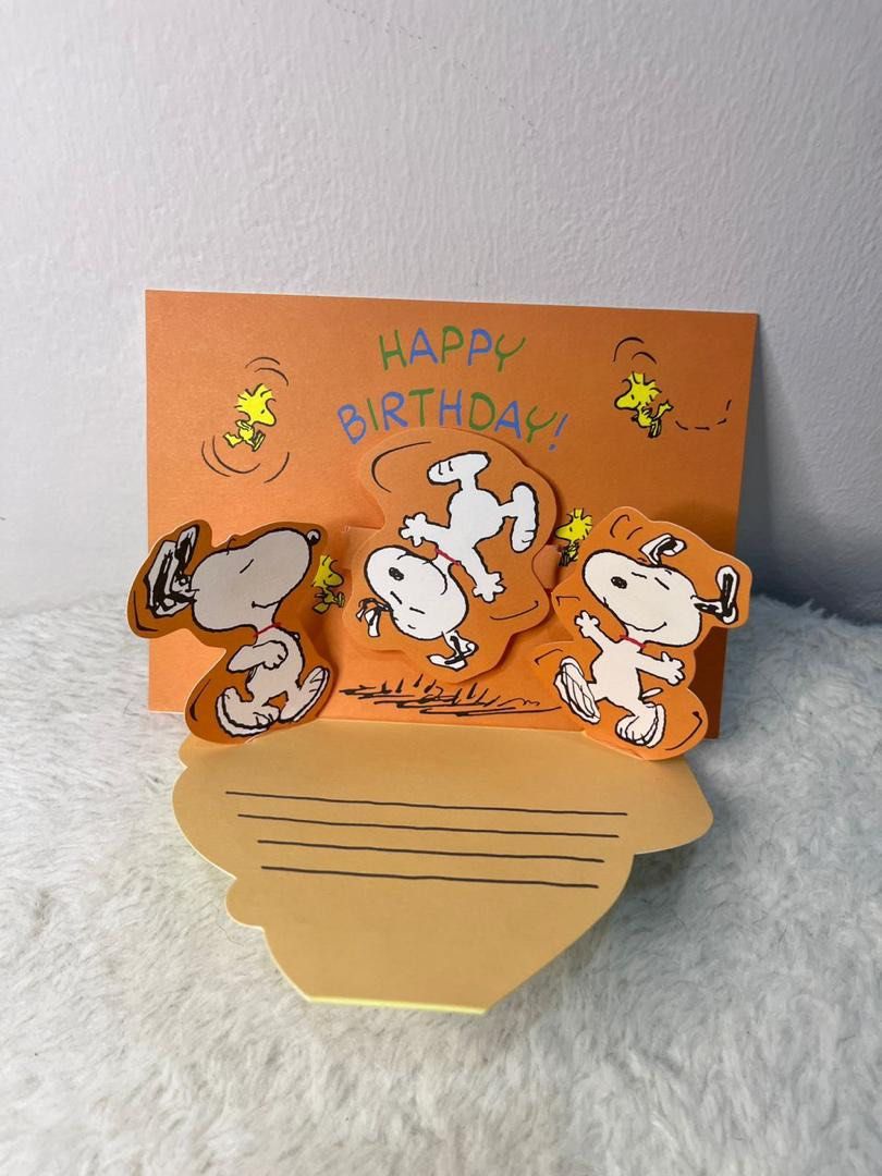 3D Hallmark snoopy happy birthday gift card with envelope cute cartoon gifts cards