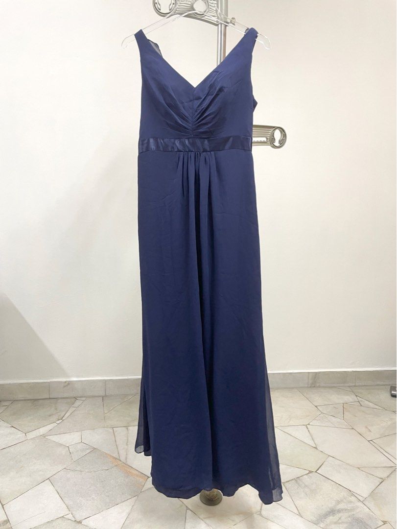 David's bridal navy top blue long dress