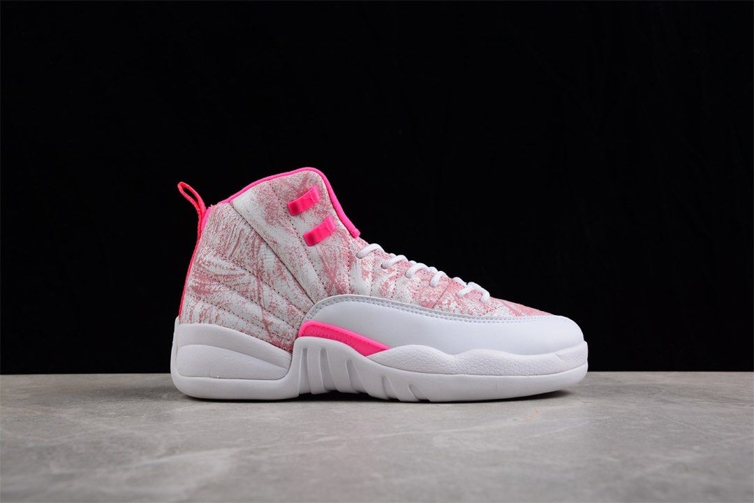 All pink jordan 12 sales