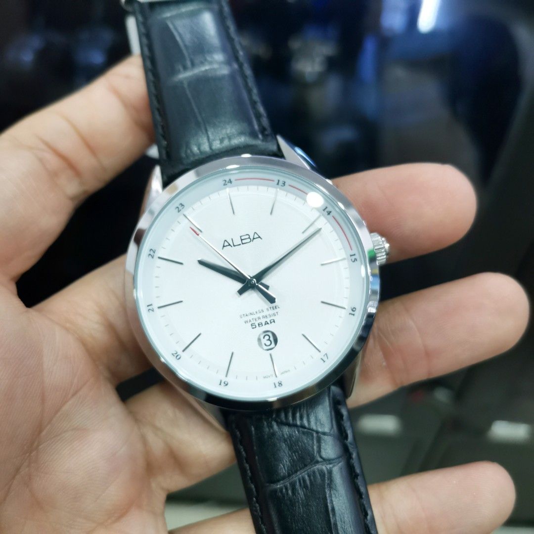 Alba leather watch deals