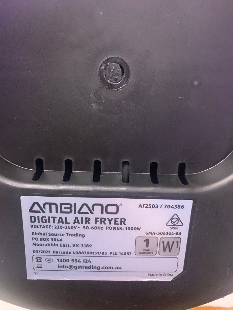 Ambiano Air Fryer, TV & Home Appliances, Kitchen Appliances, Fryers on