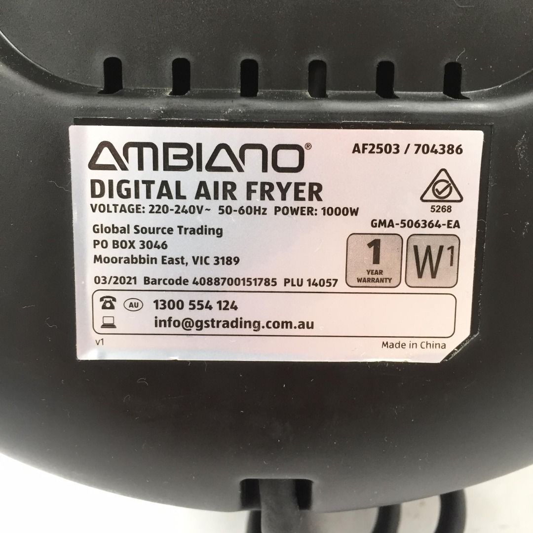 AMBIANO Digital Air Fryer, TV & Home Appliances, Kitchen Appliances