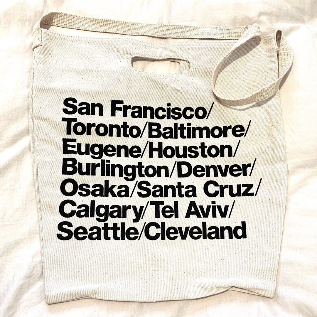 Cities print denim oversized tote 2025