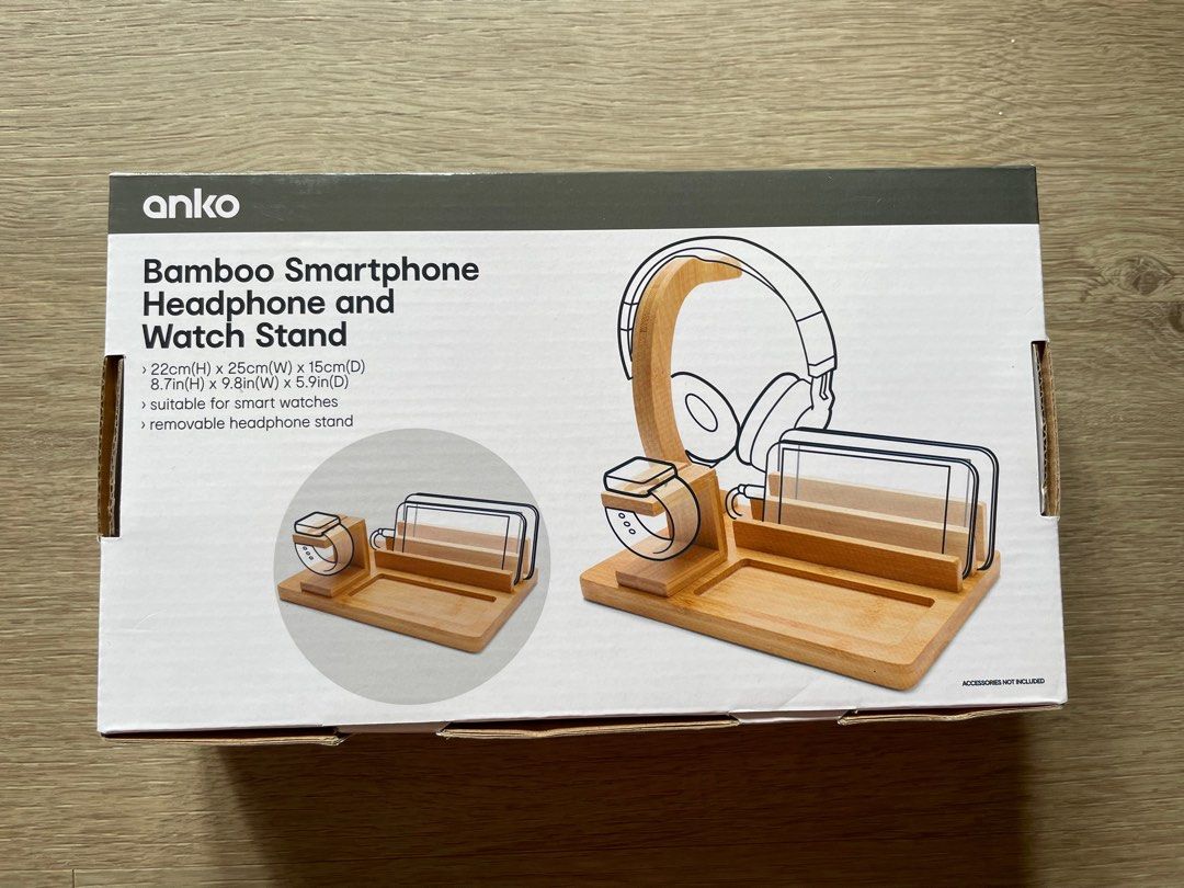 Anko Bamboo smartphone Headphone and Watch stand