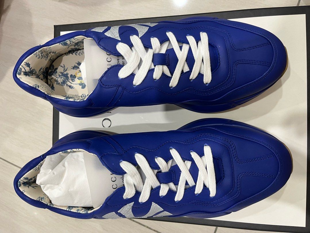 Buy Gucci Rhyton Leather Sneaker 'NY Yankees' - 548638 DRW00 4520 - Blue