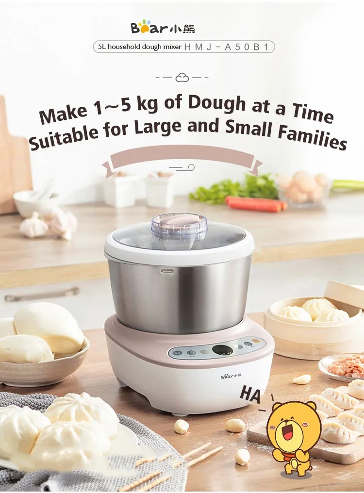 Bear Dough Mixer 5L Fully Automatic Kneading Machine Chef Machine Flour
