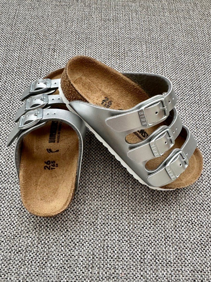 Girls new arrivals silver birkenstocks