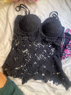 Black Bikini with patterned bottom