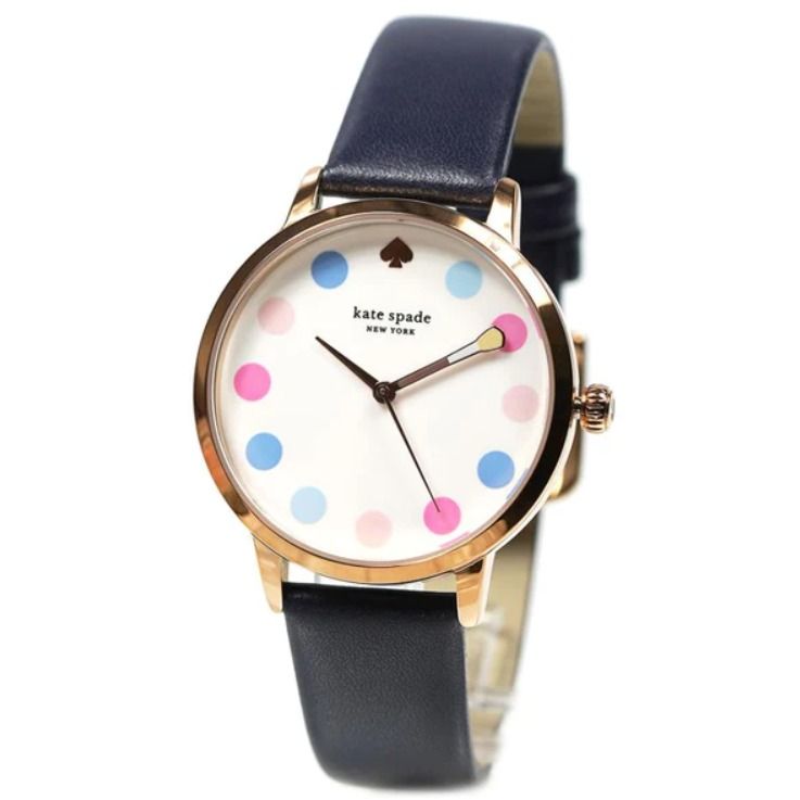 BRAND NEW AUTHENTIC INSTOCK BOXED KATE SPADE NEW YORK METRO THREE HAND NAVY LEATHER WATCH KSW9027 34 MM