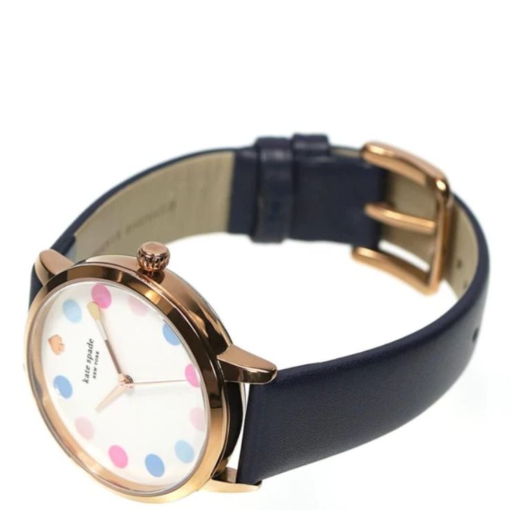 BRAND NEW AUTHENTIC INSTOCK BOXED KATE SPADE NEW YORK METRO THREE HAND NAVY LEATHER WATCH KSW9027 34 MM