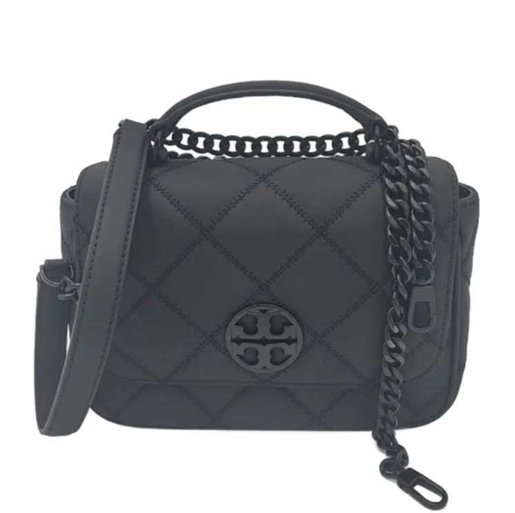 BRAND NEW AUTHENTIC INSTOCK TORY BURCH WILLA MATTE MINI TOP ZIP CROSSBODY QUILTED BAG BLACK 87872