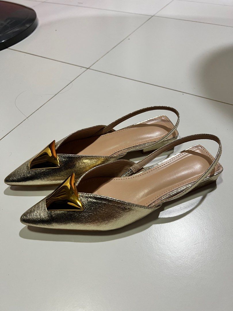 Gold slingback flats online