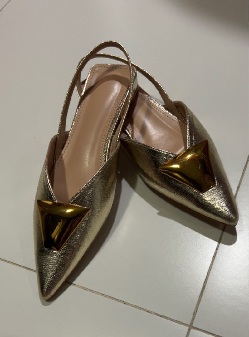 Gold slingback sale flats