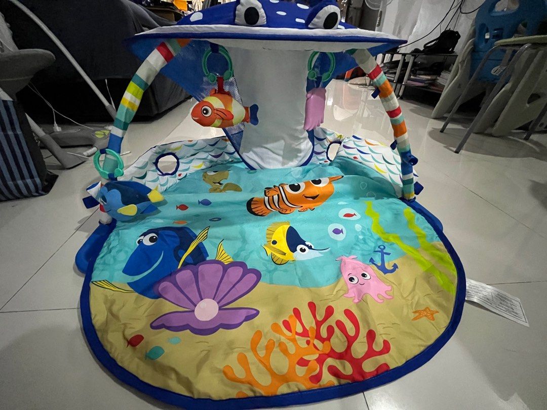 Bright Starts Ray Gym Infant Mr. Disney Activity Play & Babies Mat, Baby on Ocean Lights & Playtime Carousell Kids