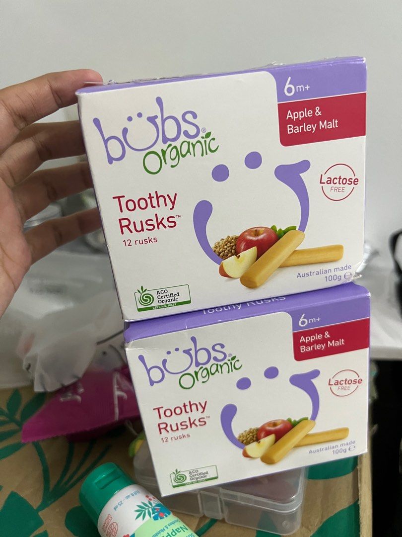 Bubs Organic Toothy Rusks, Babies & Kids, Nursing & Feeding, Weaning & Toddler Feeding on Carousell