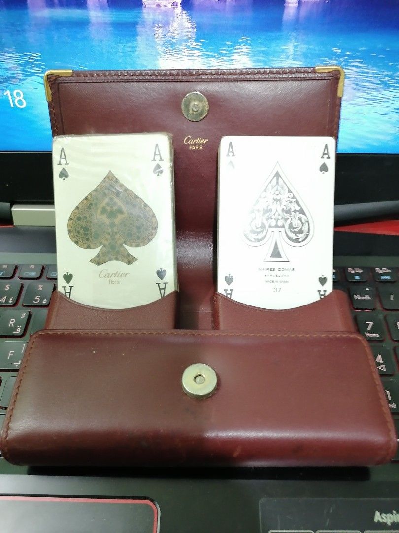 At Auction: Louis Vuitton, Paris, Leather Case with Poker Playing Cards