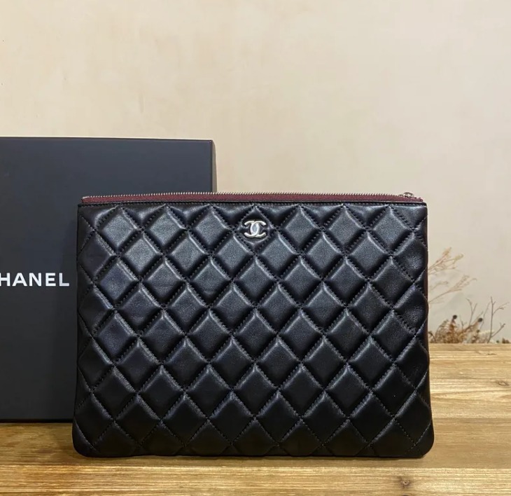 Chanel O Case Lambskin Ipad Case Toiletries Pouch Travel Folder ...