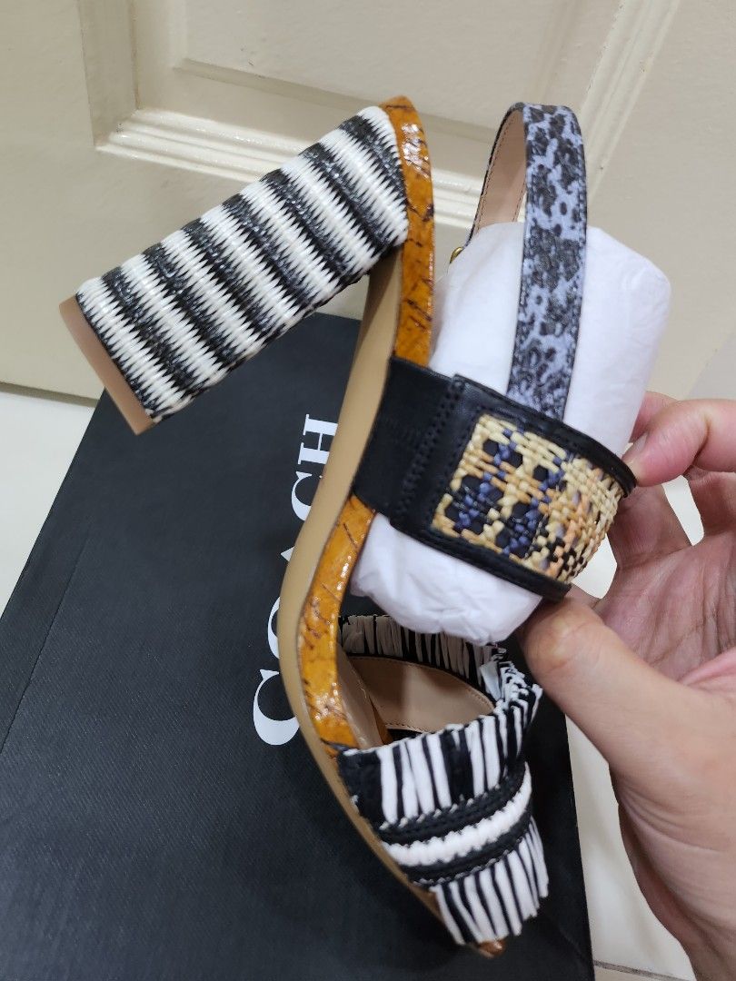 Coach Robin Raffia Sandal Women s Fashion Footwear Wedges on