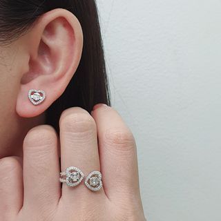Diamond Heart Earring and Ring Set Tw578-2