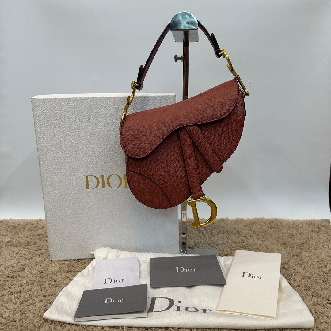 Saddle Bag with Strap Sand Pink Grained Calfskin  DIOR