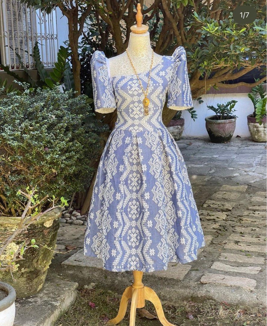 blue filipiniana dress DUSTY BLUE INABEL HANDWOVEN FILIPINIANA DRESS WITH BELT FOR RENT, Women's  Fashion, Dresses & Sets, Dresses on Carousell
