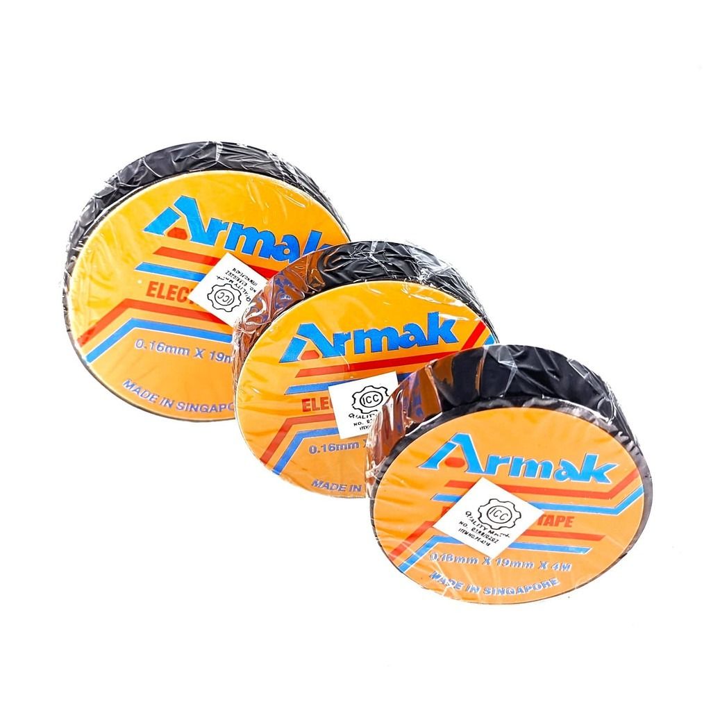 Electrical Tape 4, 8, 16 Meter Armak Black Rubber Based Adhesive Tape ...