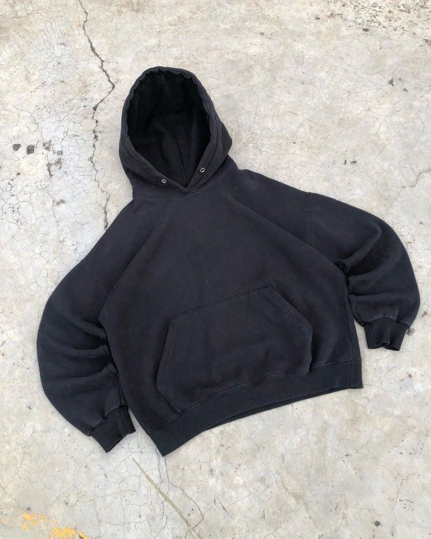 Faded Blank Black Boxy Fit Hoodie By Jemut Fading Fade Sweatshirt